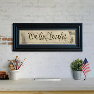 We The People - Framed 2” Black Double Matted, Grooved Molding 6"x24”