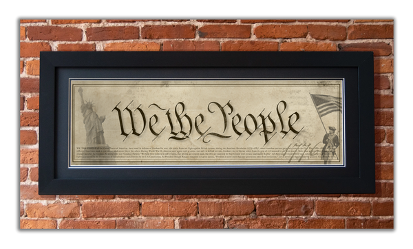We The People - Framed 2” Black Double Matted, Flat Molding 11 ¾" x 36”
