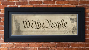 We The People - Framed 2” Black Double Matted, Flat Molding 11 ¾" x 36"