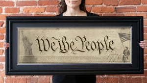 We The People - Framed 2” Black Double Matted, Grooved Molding 11 ¾" x 36"
