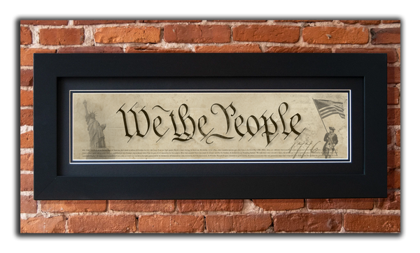 We The People - Framed 2” Black Double Matted, Flat Molding 6" x 24”
