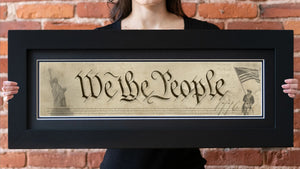 We The People - Framed 2" Black Double Matted, Flat Molding 6" x 24"
