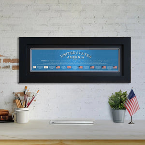 USA 1776 - Framed 2” Black Double Matted, Flat Molding 6" x 24”