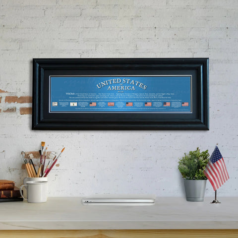 USA 1776 - Framed 2” Black Double Matted, Grooved Molding 6"x24”