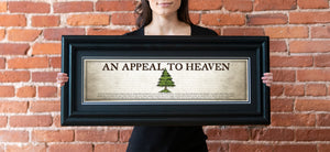 An Appeal To Heaven Flag - Framed 2" Black Double Matted, Grooved Molding 6" x 24"