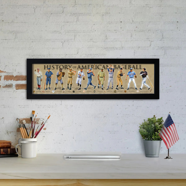 History of American Baseball - Framed 1", printed with a matte finish, 6" x 24"