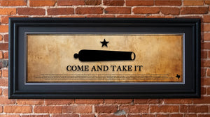 Come and Take It - Framed 2” Black Double Matted, Grooved Molding 11 ¾" x 36"