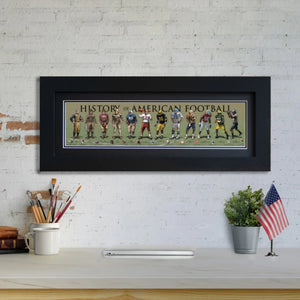 History of American Football - Framed 2" Black Double Matted, Flat Molding 6" x 24"
