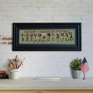 History of American Football - Framed 2" Black Double Matted, Grooved Molding 6" x 24"