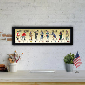 History of the American Firefighter - Framed 1", printed with a matte finish, 6" x 24"