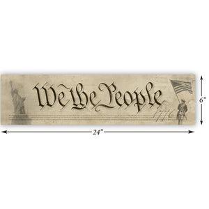 We The People - Framed 2" Black Double Matted, Print Size 6" x 24"