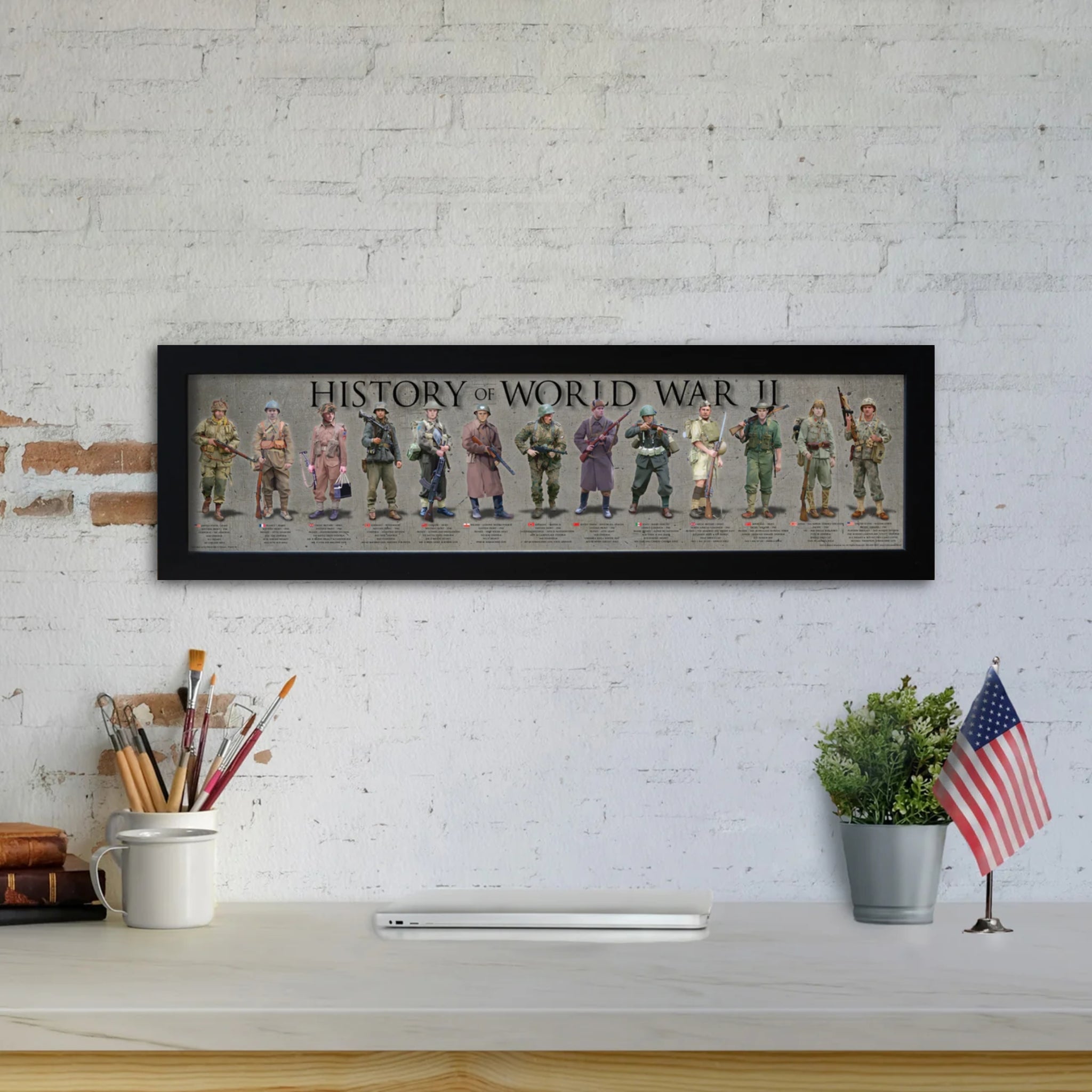 History of World War II - Framed 1”, printed with a matte finish, 6" x 24”