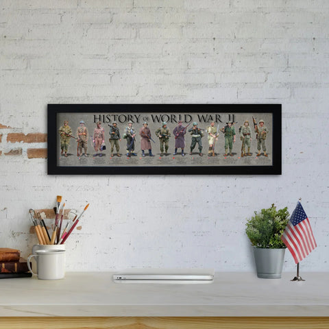 History of World War II - Framed 1”, printed with a matte finish, 6" x 24”