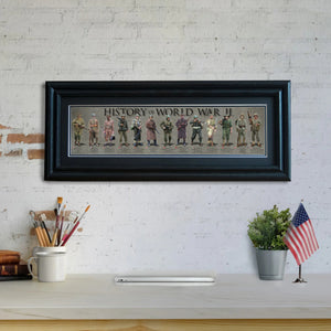 History of World War II - Framed 2” Black Double Matted, Grooved Molding 6"x24”