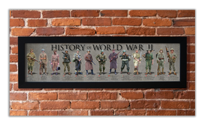 History of World War II - Framed 1", printed with a matte finish, 6" x 24"