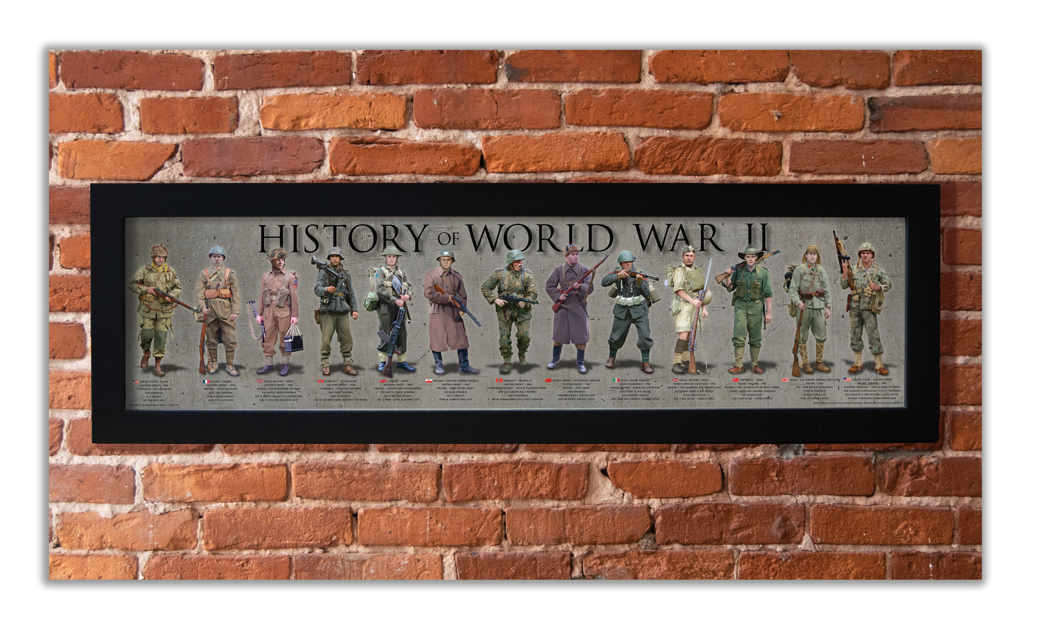 WWII - Framed 1”, printed with a matte finish, 6" x 24”