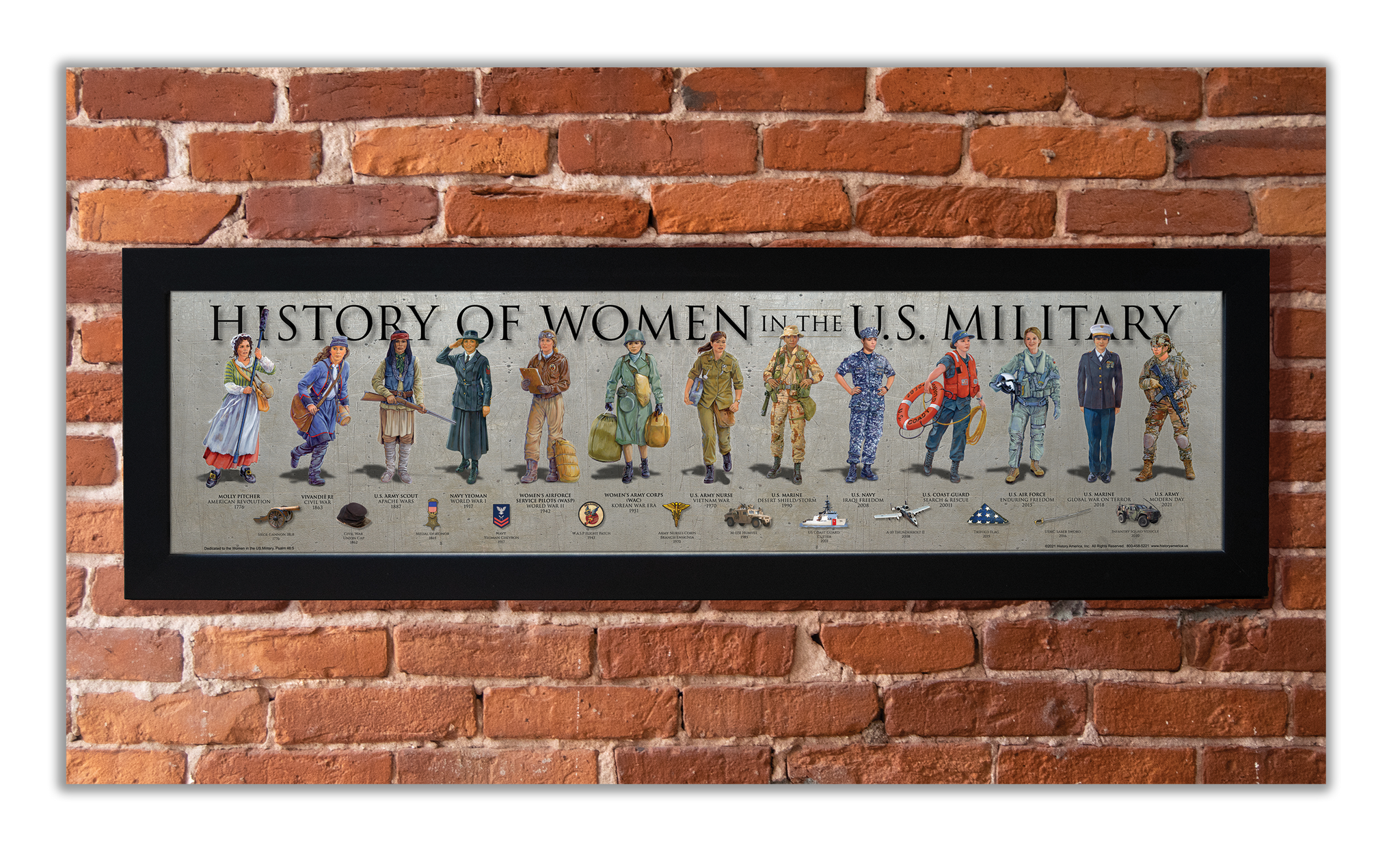 Women In Military - Framed 1”, printed with a matte finish, 6" x 24”