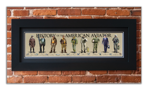 History of the American Aviator - Framed 2" Black Double Matted, Flat Molding 6" x 24"
