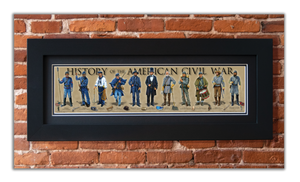 History of the American Civil War - Framed 2" Black Double Matted, Flat Molding 6" x 24"