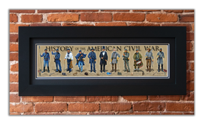 American Civil War - Framed 2” Black Double Matted, Flat Molding 6" x 24”