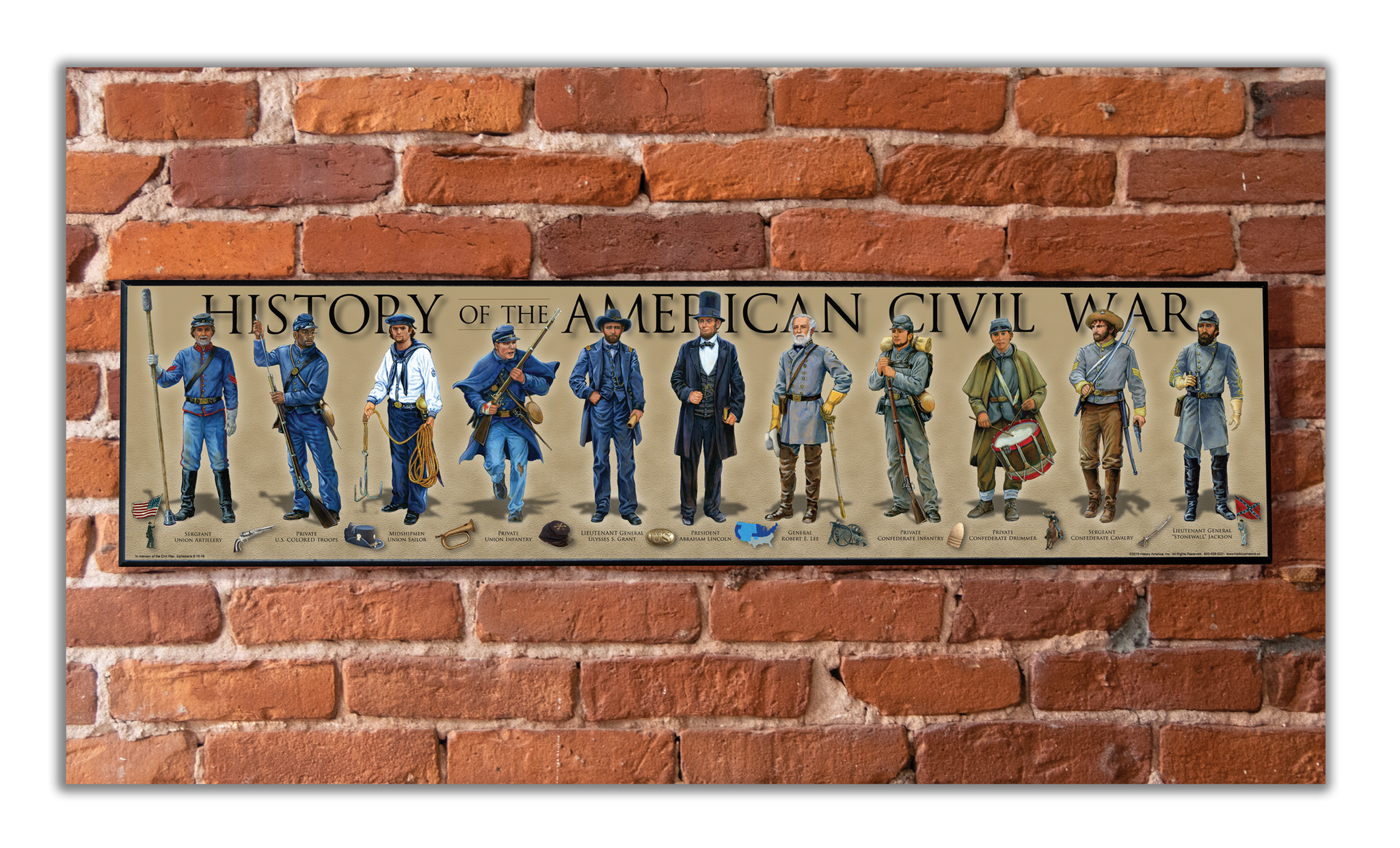 American Civil War - Plaque - Beveled Edge with a pebble textured finish 6x24”