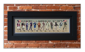 History of the American Soldier - Framed 2" Black Double Matted, Flat Molding 6" x 24"