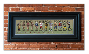 History of American Football - Framed 2" Black Double Matted, Grooved Molding 6" x 24"
