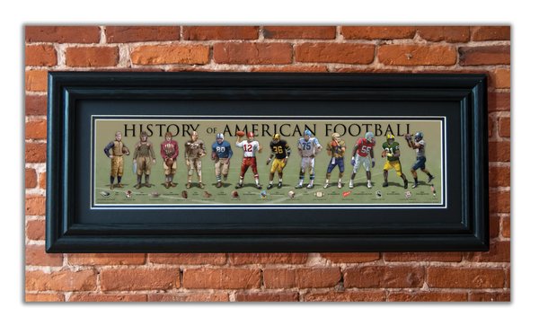 Football - Framed 2” Black Double Matted, Grooved Molding 6"x24”