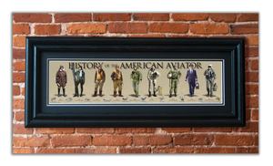 History of the American Aviator - Framed 2" Black Double Matted, Grooved Molding 6" x 24"