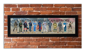 A Salute to our American Heroes - Framed 1", printed with a matte finish, 6" x 24"