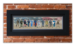 A Salute to our American Heroes - Framed 2" Black Double Matted, Flat Molding 6" x 24"