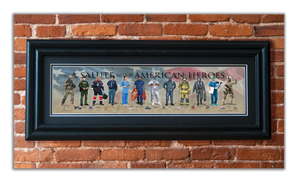 A Salute to our American Heroes - Framed 2" Black Double Matted, Grooved Molding 6" x 24"