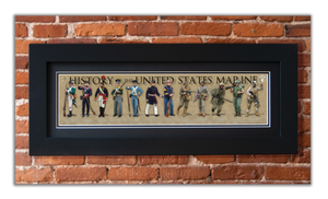 History of the United States Marine - Framed 2" Black Double Matted, Flat Molding 6" x 24"