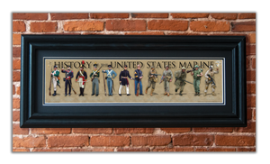 History of the United States Marine - Framed 2" Black Double Matted, Grooved Molding 6" x 24"