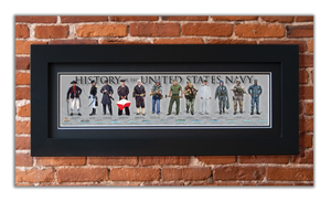 History of the United States Navy - Framed 2" Black Double Matted, Flat Molding 6" x 24"