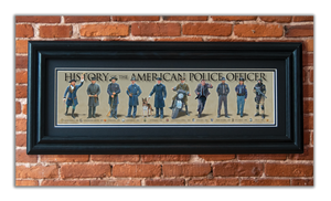 History of the American Police Officer - Framed 2" Black Double Matted, Grooved Molding 6" x 24"