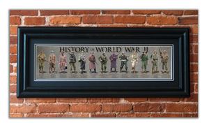 History of World War II - Framed 2" Black Double Matted, Grooved Molding 6" x 24"