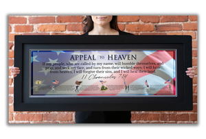 Appeal to Heaven - Framed 2” Black Double Matted, Flat Molding 11 ¾" x 36"