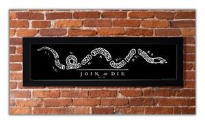 Join or Die - Framed 1", printed with a matte finish, 6" x 24"