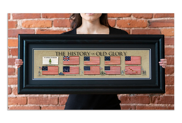 Old Glory - Framed 2” Black Double Matted, Grooved Molding 6"x24”