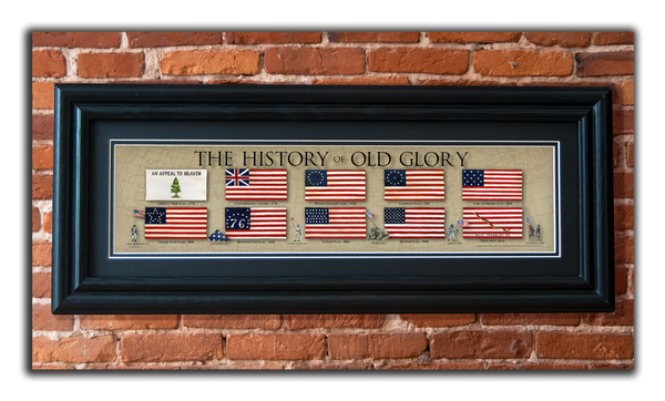 Old Glory - Framed 2” Black Double Matted, Grooved Molding 6"x24”