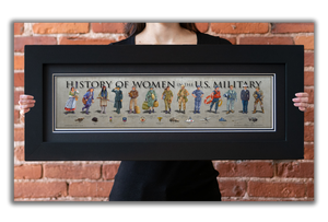 History of Women in the U.S. Military - Framed 2" Black Double Matted, Flat Molding 6" x 24"