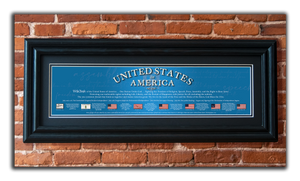 USA 1776 - Framed 2" Black Double Matted, Grooved Molding 6" x 24"