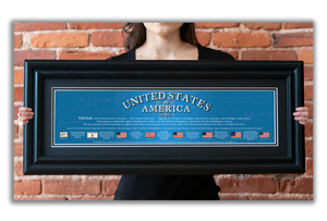 USA 1776 - Framed 2" Black Double Matted, Grooved Molding 6" x 24"