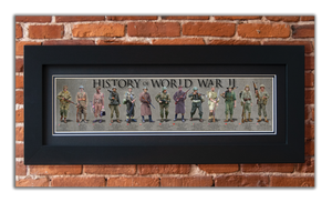 History of World War II - Framed 2" Black Double Matted, Flat Molding 6" x 24"