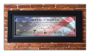 Appeal to Heaven - Framed 2” Black Double Matted, Flat Molding 11 ¾" x 36"