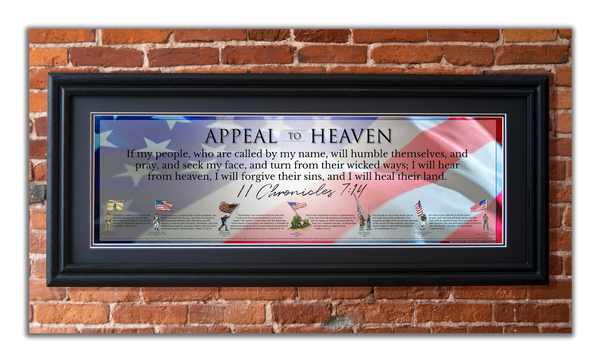 Appeal to Heaven - Framed 2” Black Double Matted, Grooved Molding 11 ¾" x 36”