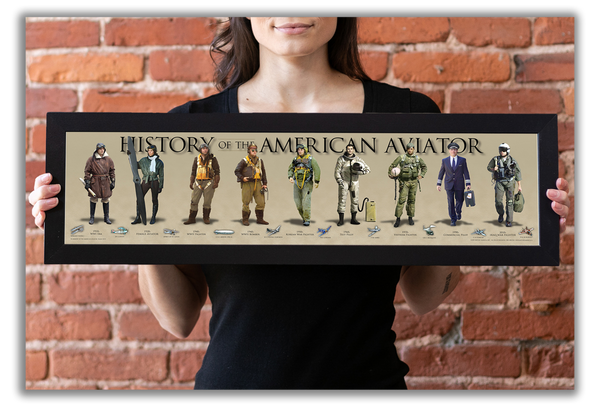 History of the American Aviator - Framed 1", printed with a matte finish, 6" x 24"