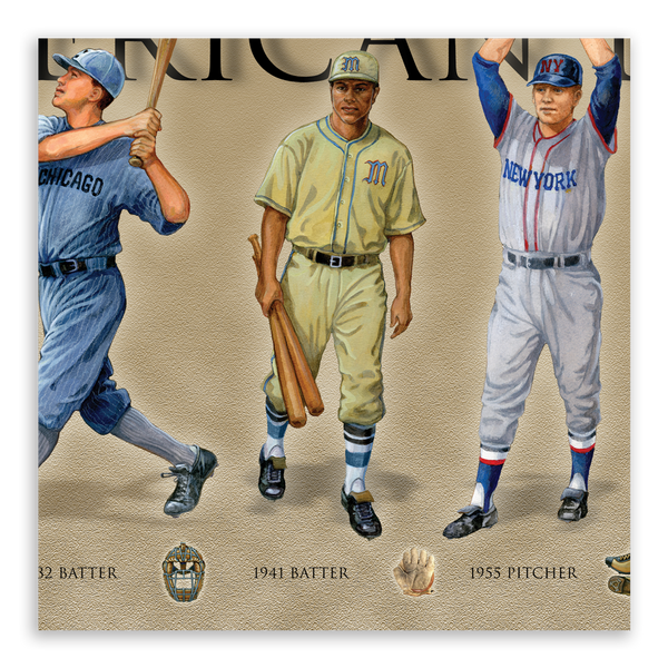 History of American Baseball - Framed 1", printed with a matte finish, 6" x 24"