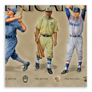 History of American Baseball - Framed 2" Black Double Matted, Grooved Molding 6" x 24"